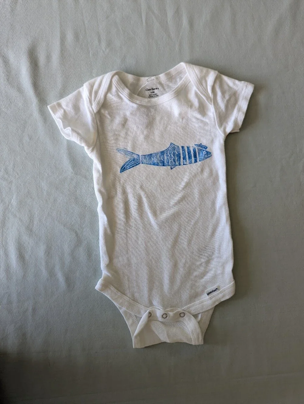 Sardine With Beret Onesie Block Printed